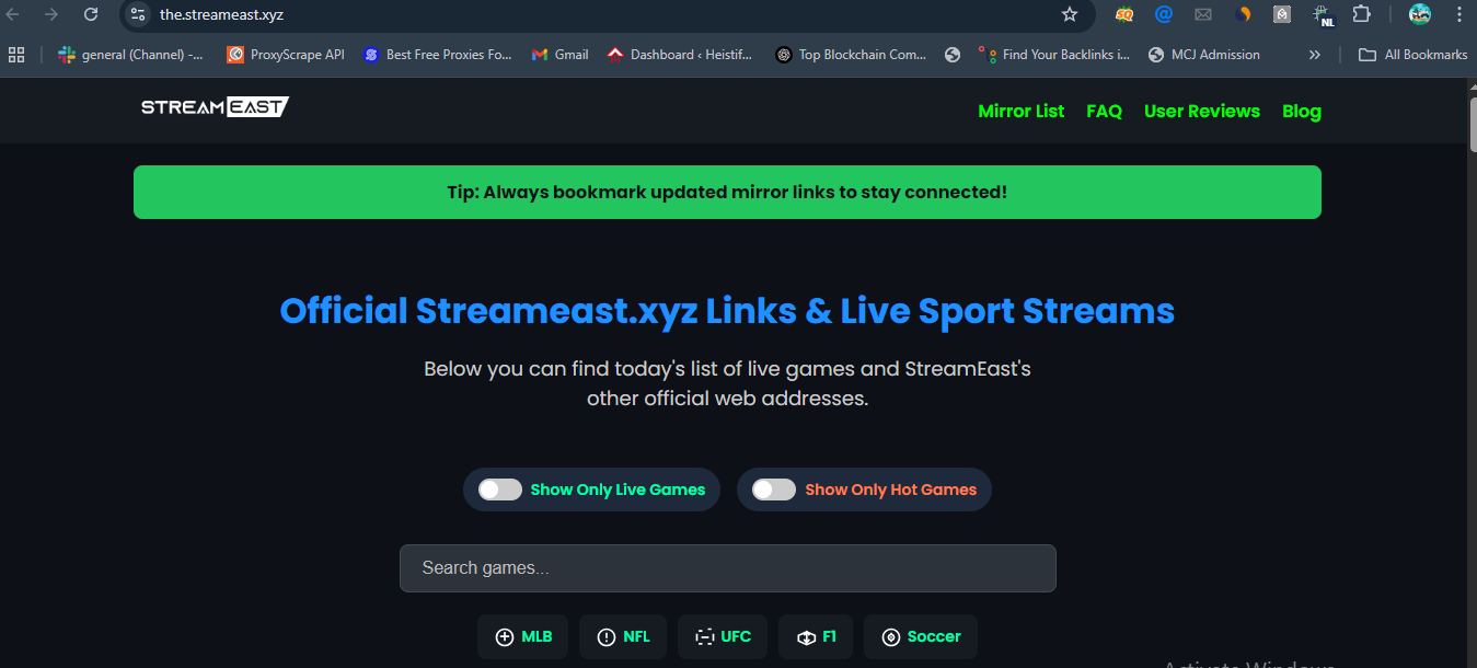 StreamEastXYZ
